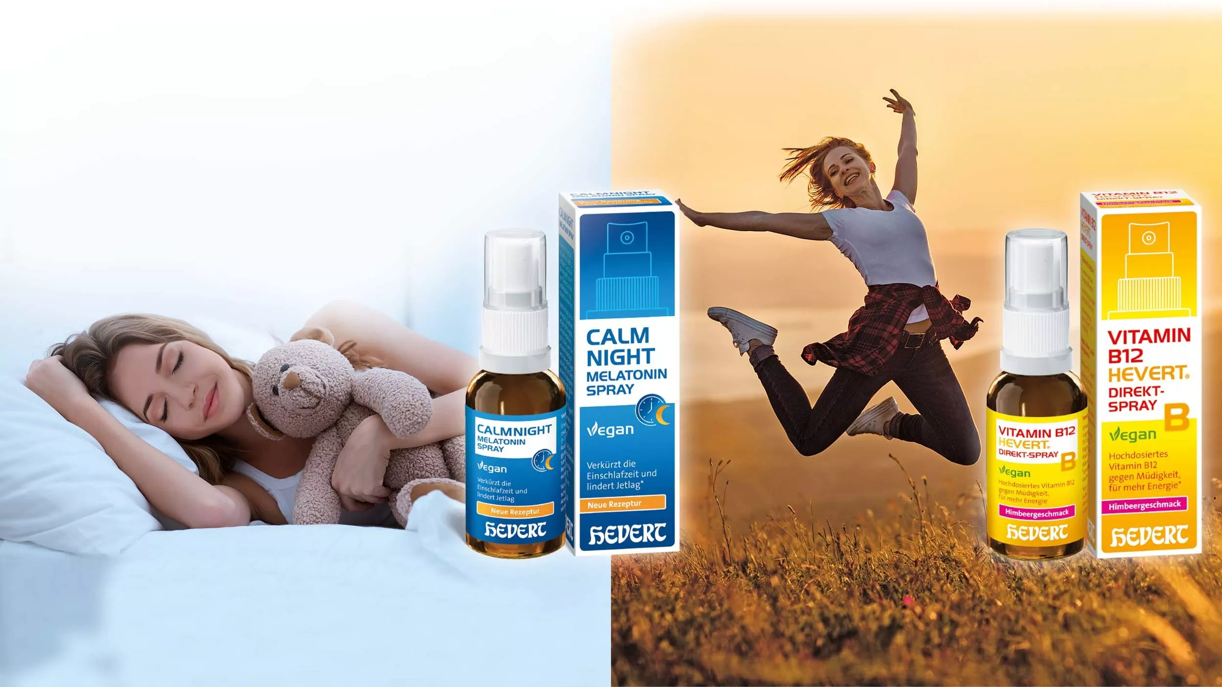 CalmNight Melatonin Spray und das neue Vitamin B12 Hevert Direkt-Spray