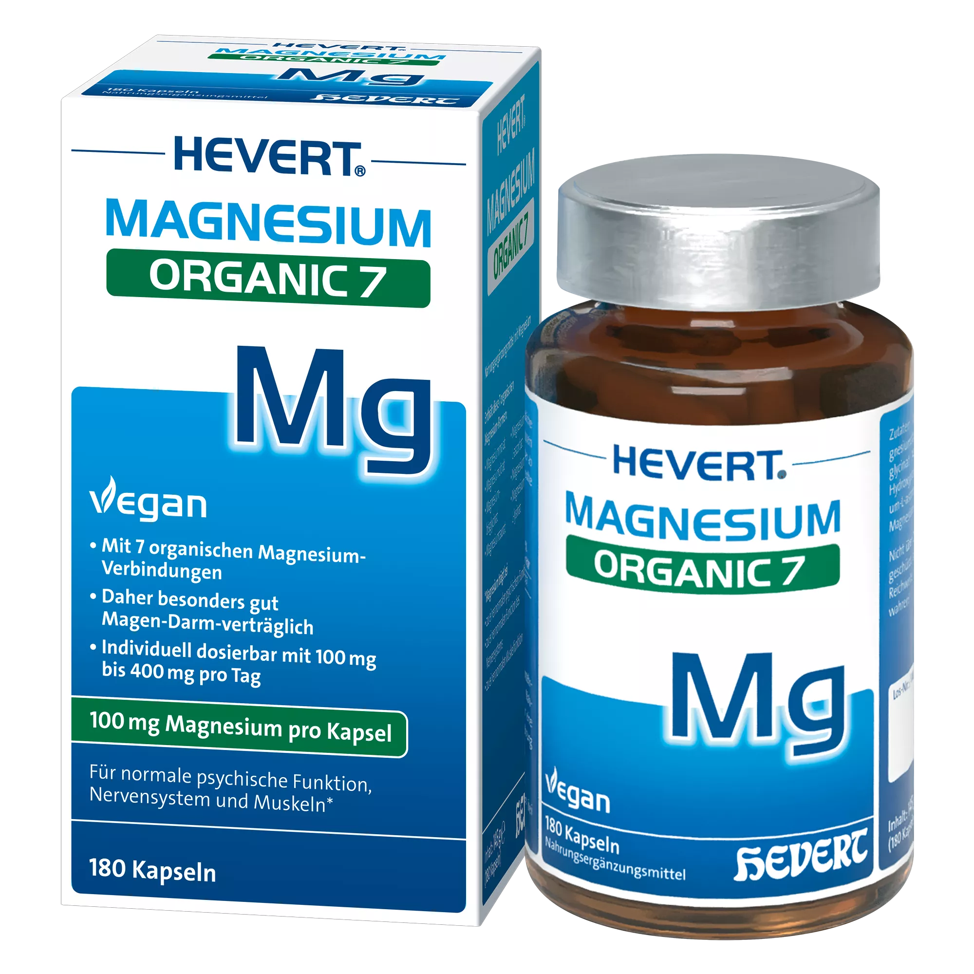 Neu und in nachhaltigem Apothekerglas: Magnesium Hevert Organic 7