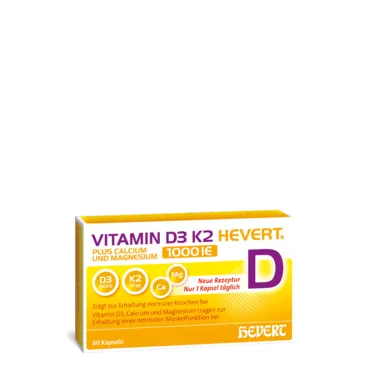 Vitamin D3 K2 Hevert plus Calcium und Magnesium 1000 IE