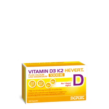 Vitamin D3 K2 Hevert plus Calcium und Magnesium 1000 IE