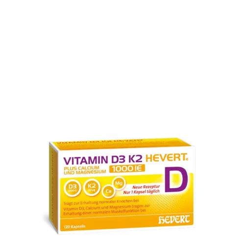Vitamin D3 K2 Hevert plus Calcium und Magnesium 1000 IE