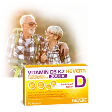 Vitamin D3 K2 Hevert plus Calcium und Magnesium 2000 IE