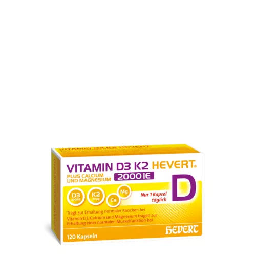 Vitamin D3 K2 Hevert plus Calcium und Magnesium 2000 IE