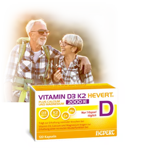 Vitamin D3 K2 Hevert plus Calcium und Magnesium 2000 IE