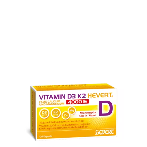 Vitamin D3 K2 Hevert plus Calcium und Magnesium 4000 IE