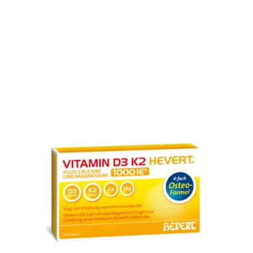 Vitamin D3 K2 Hevert plus Calcium und Magnesium 1000 IE