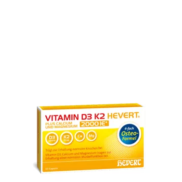 Vitamin D3 K2 Hevert plus Calcium und Magnesium 2000 IE