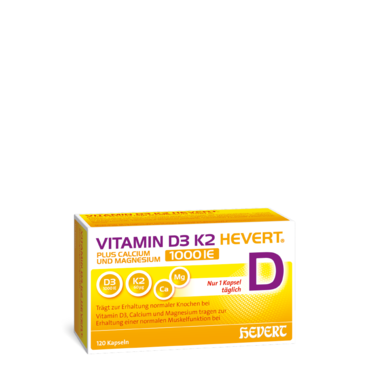 Vitamin D3 K2 Hevert plus Calcium und Magnesium 1000 IE