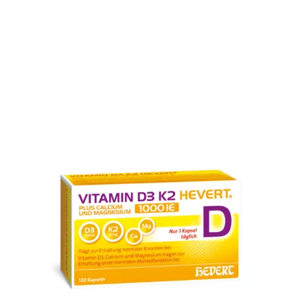 Vitamin D3 K2 Hevert plus Calcium und Magnesium 1000 IE