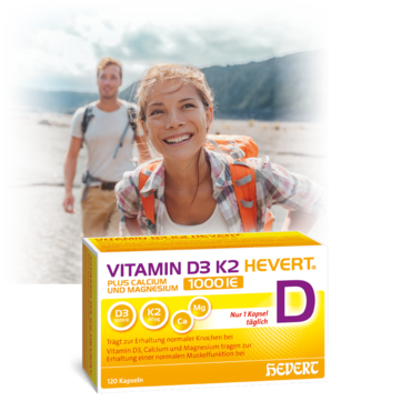 Vitamin D3 K2 Hevert plus Calcium und Magnesium 1000 IE