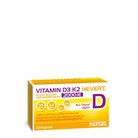 Vitamin D3 K2 Hevert plus Calcium und Magnesium 2000 IE