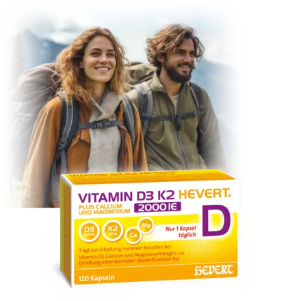 Vitamin D3 K2 Hevert plus Calcium und Magnesium 2000 IE