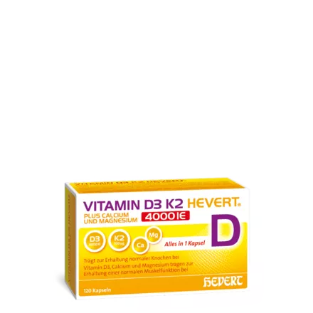 Vitamin D3 K2 Hevert plus Calcium und Magnesium 4000 IE