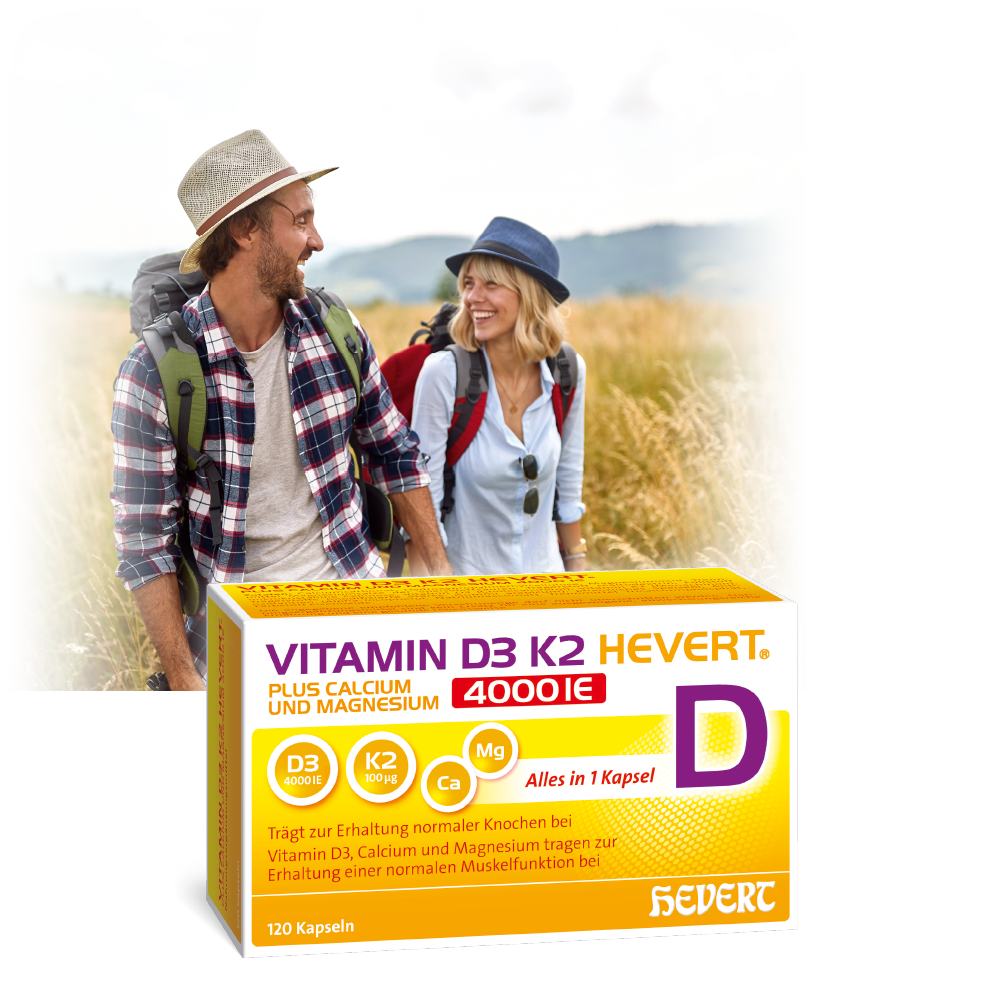 Vitamin D3 K2 Hevert plus Calcium und Magnesium 4000 IE
