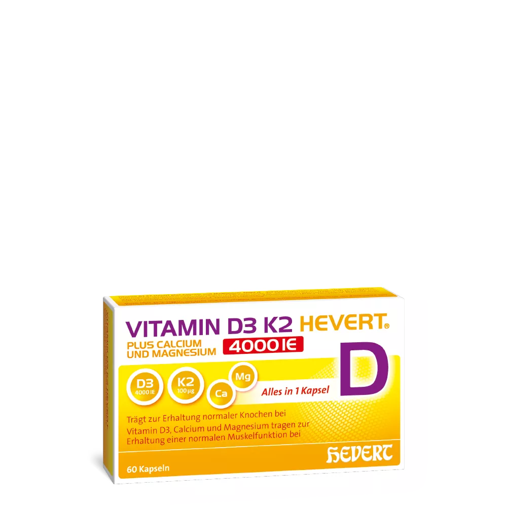 Vitamin D3 K2 Hevert plus Calcium und Magnesium 4000 IE
