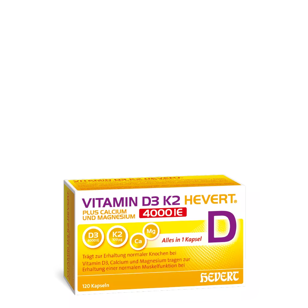 Vitamin D3 K2 Hevert plus Calcium und Magnesium 4000 IE